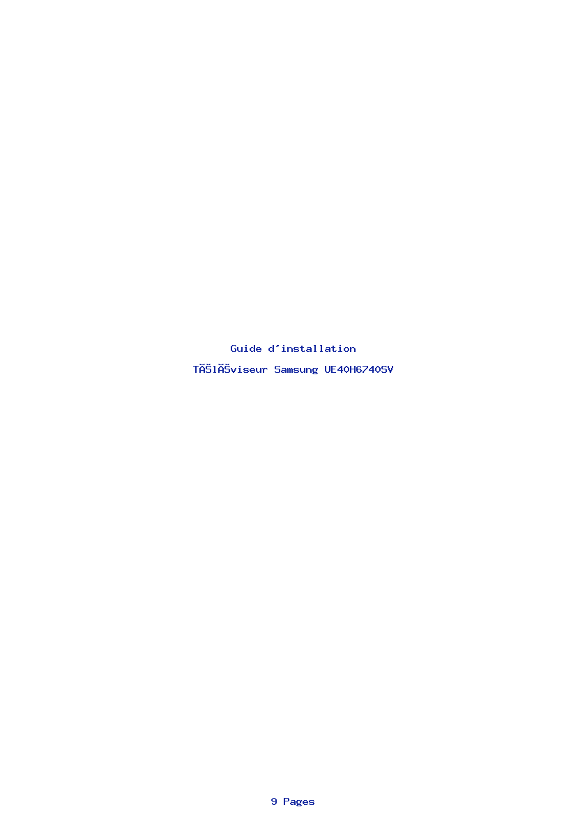 Page 1 de la notice Guide d'installation Samsung UE40H6740SV
