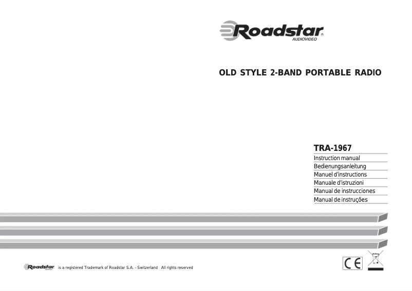 Page 1 de la notice Manuel utilisateur Roadstar TRA-1967
