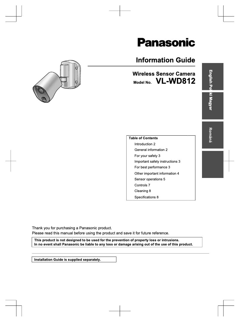 Página 1 del manual Manual de usuario Panasonic VL-WD812