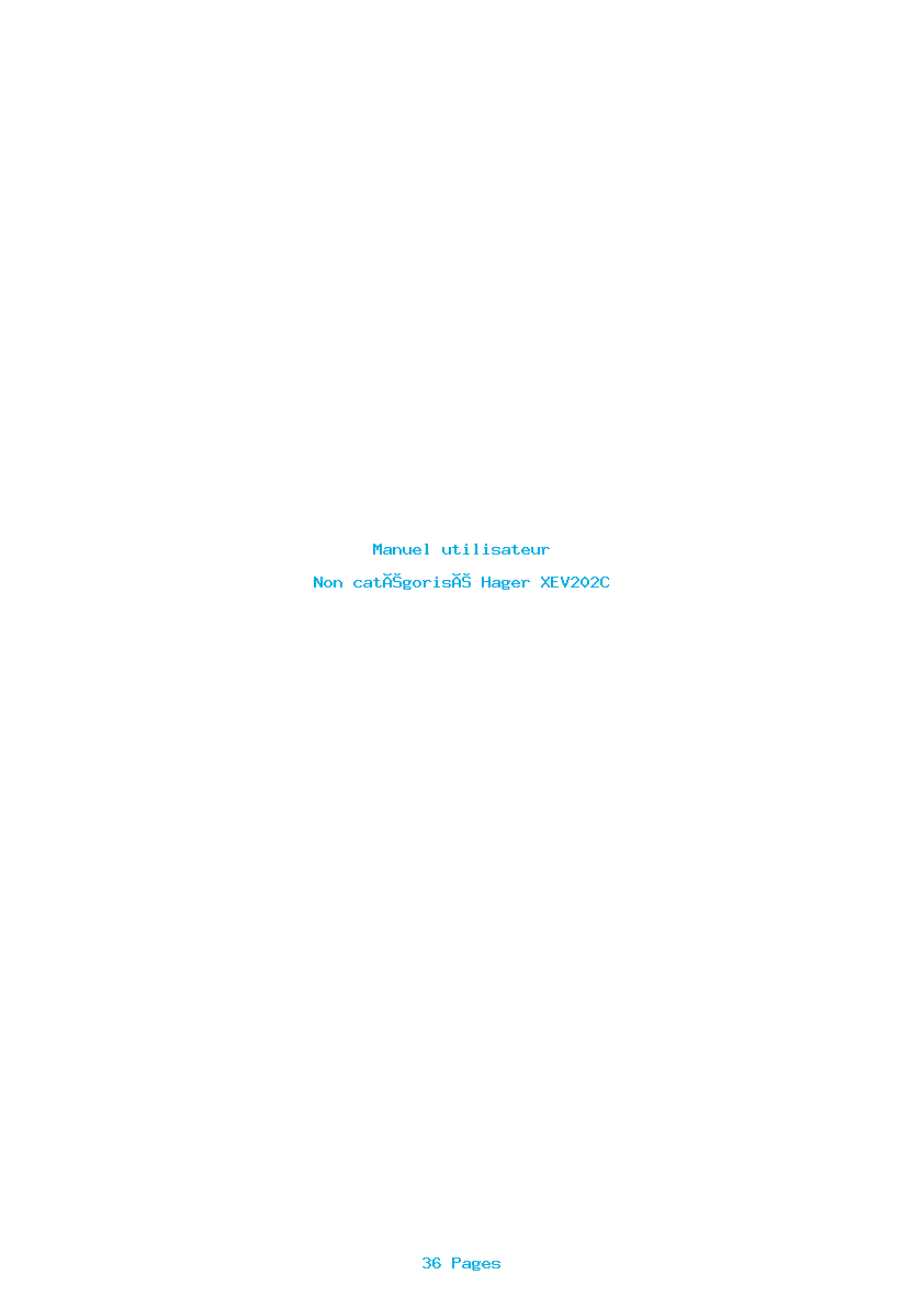 Page 1 de la notice Manuel utilisateur Hager XEV202C