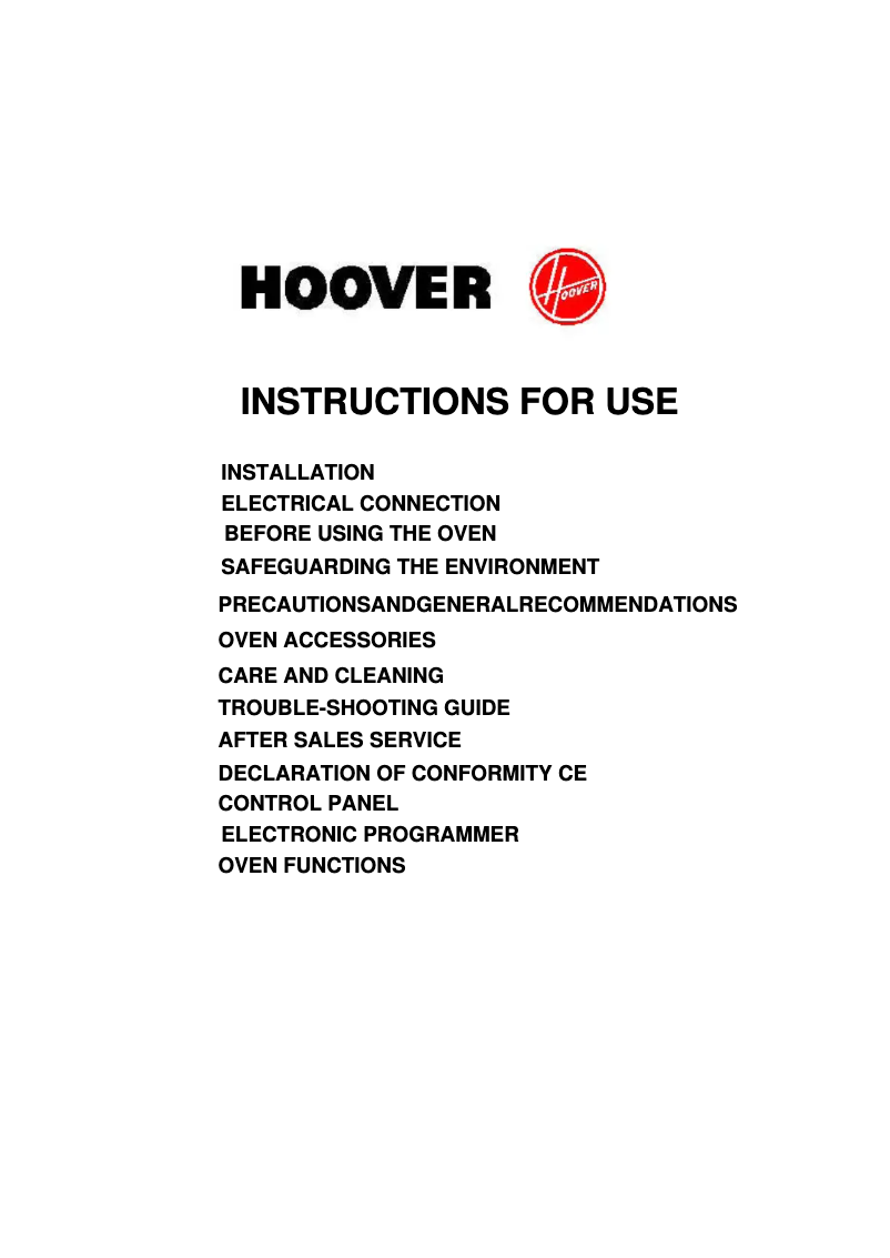 Página 1 del manual Manual de usuario Hoover HOC 709/6NX