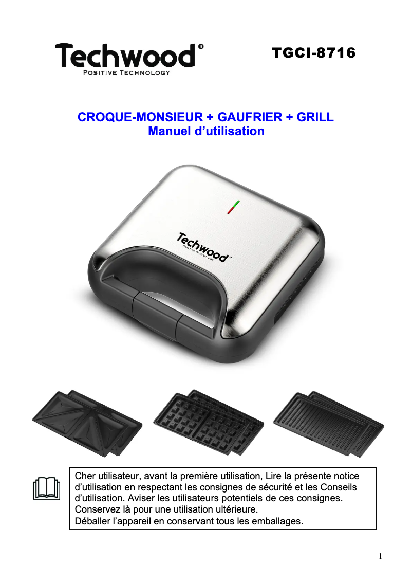 Página 1 del manual Manual de usuario Techwood TGCI-8716