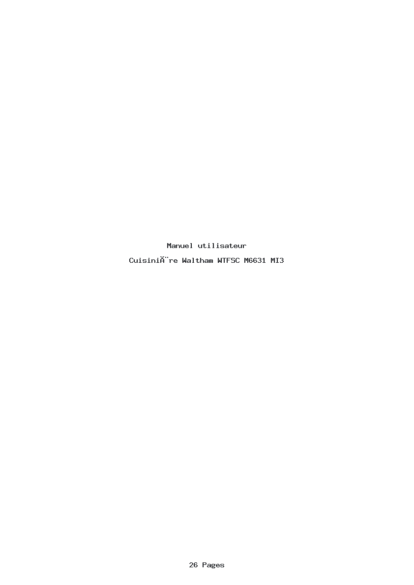 Page 1 de la notice Manuel utilisateur Waltham WTFSC M6631 MI3