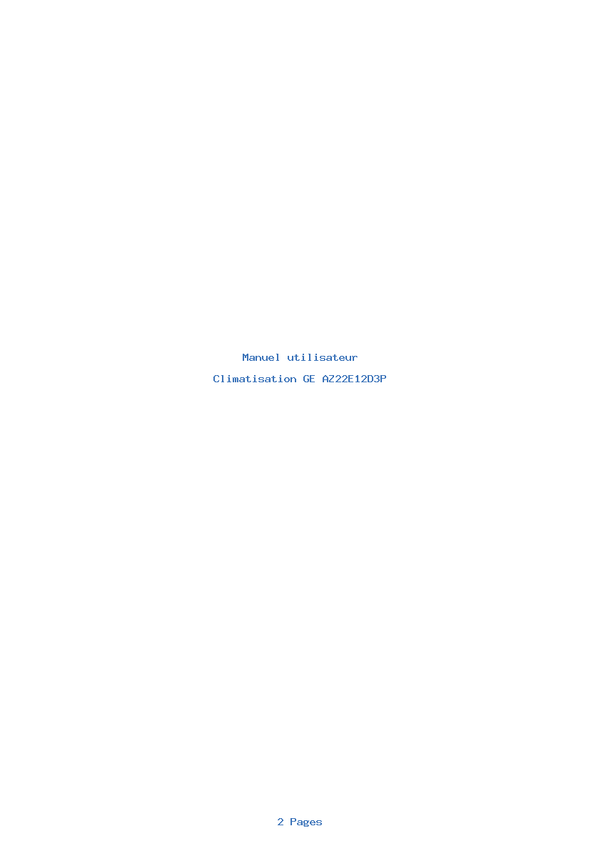 Page 1 de la notice Manuel utilisateur GE AZ22E12D3P