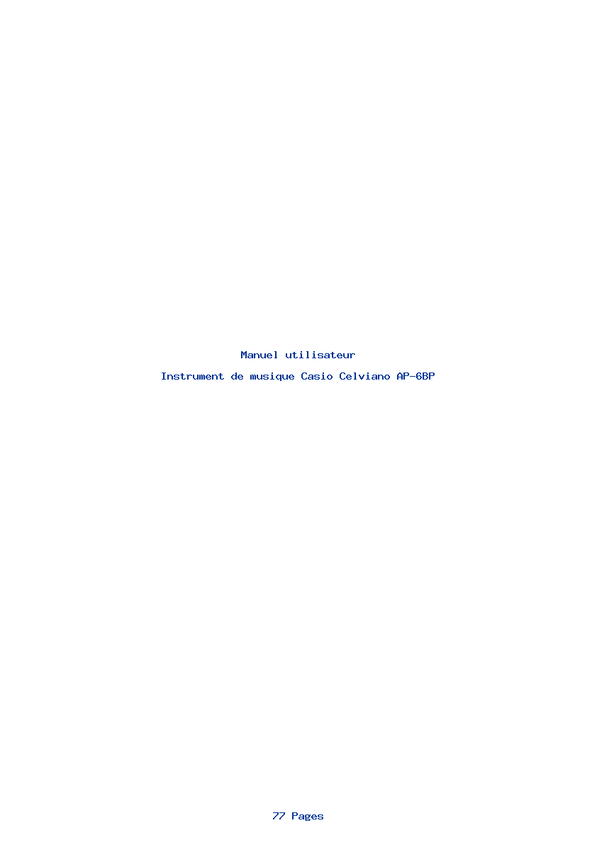 Page 1 de la notice Manuel utilisateur Casio Celviano AP-6BP