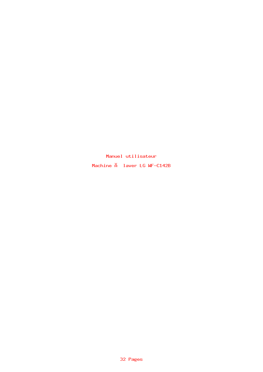 Page 1 de la notice Manuel utilisateur LG WF-C142B