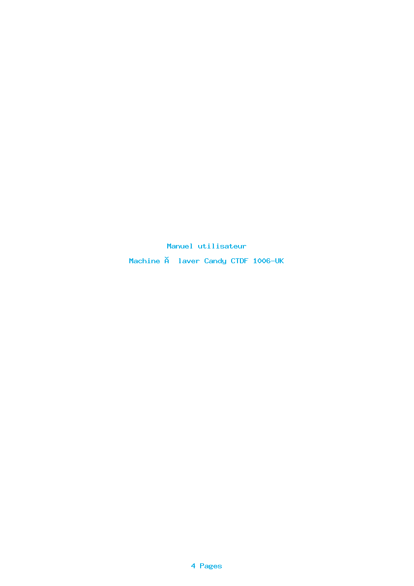 Page 1 de la notice Manuel utilisateur Candy CTDF 1006-UK