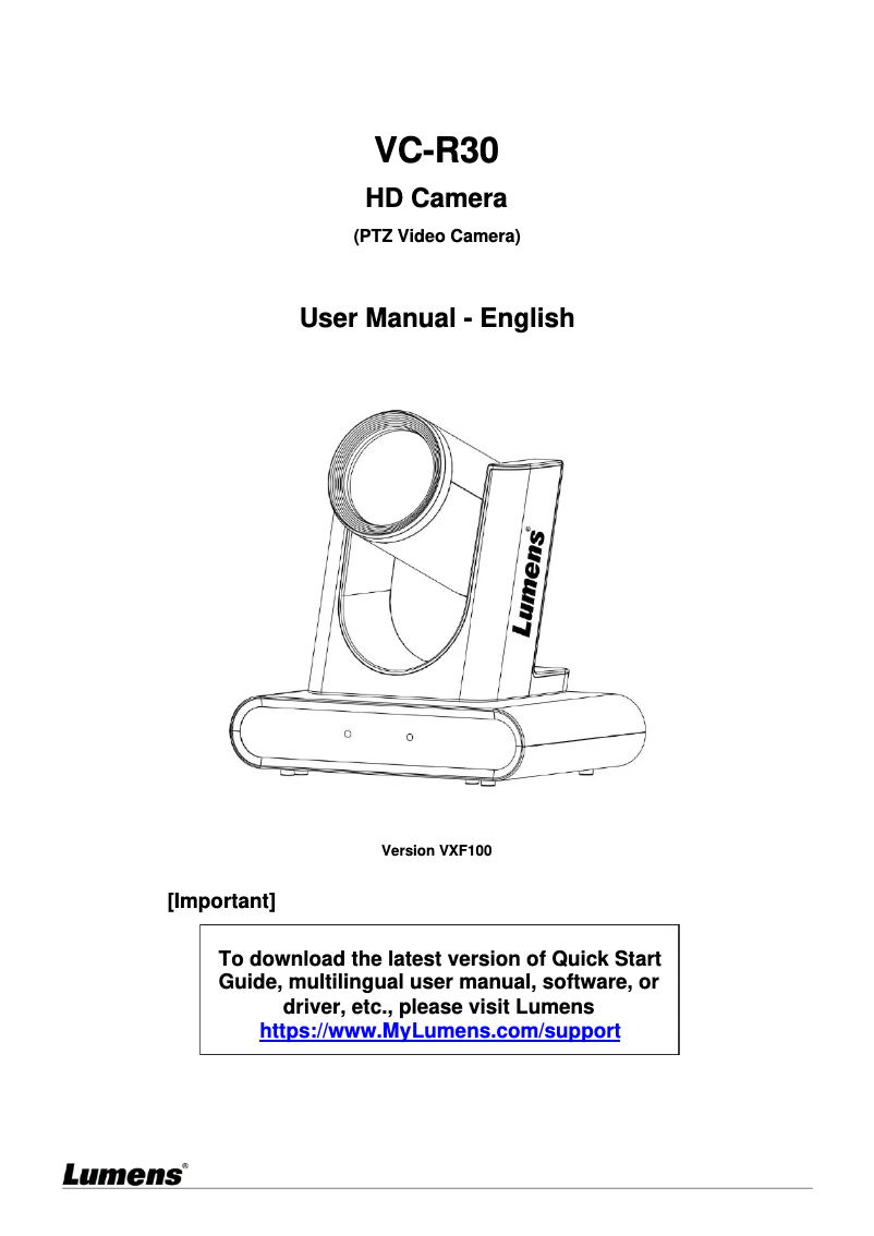 Page 1 de la notice Manuel utilisateur Lumens VC-R30