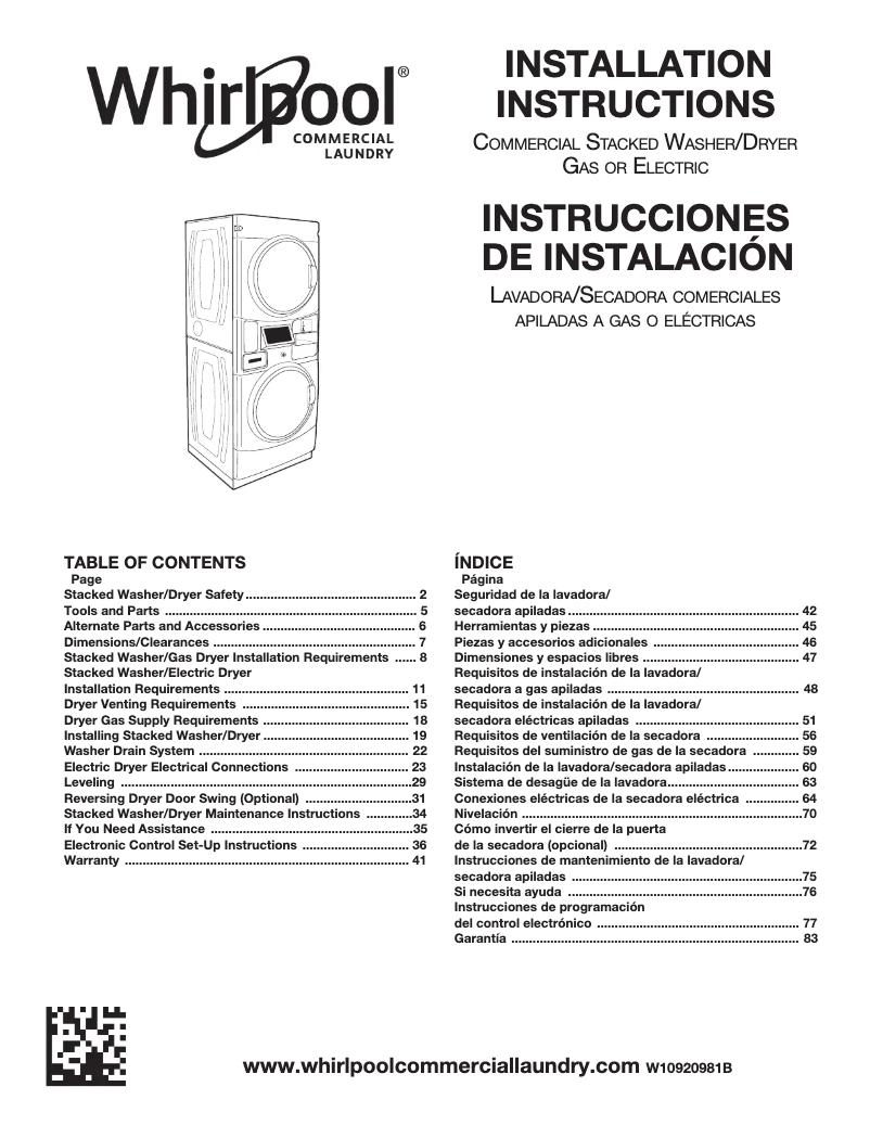 Page 1 de la notice Guide d'installation Whirlpool CET9000GQ