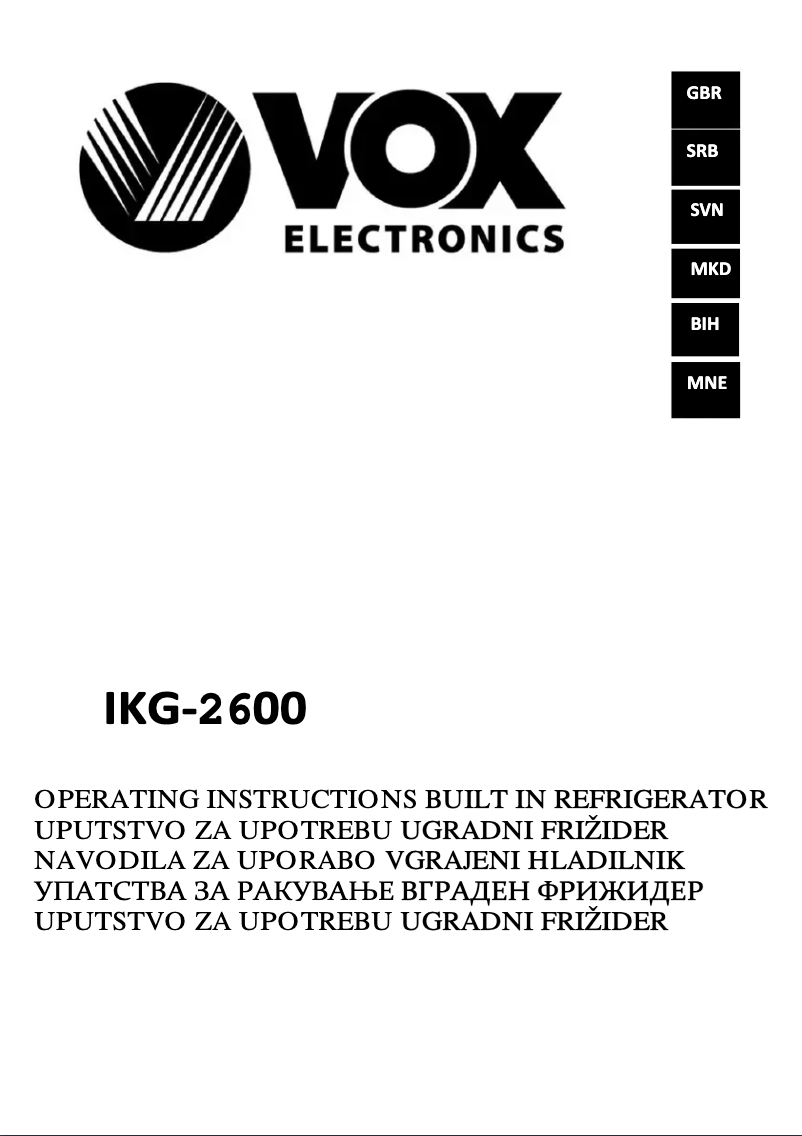 Página 1 del manual Manual de usuario VOX IKG2600