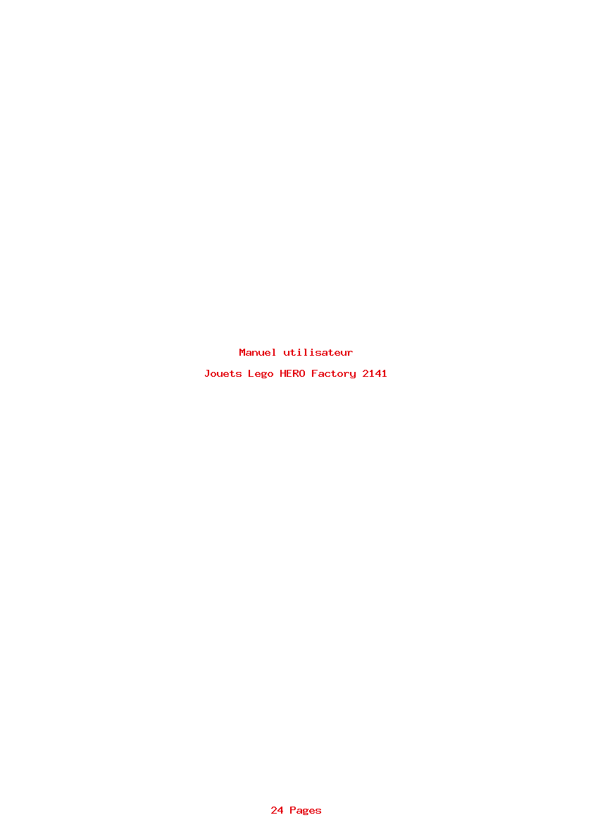 Page 1 de la notice Manuel utilisateur Lego HERO Factory 2141