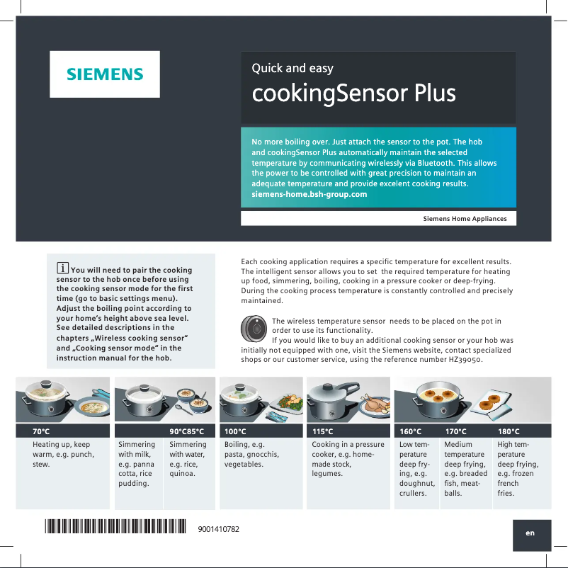 Page 1 de la notice Fiche technique Siemens iQ700 EZ977KZY1E