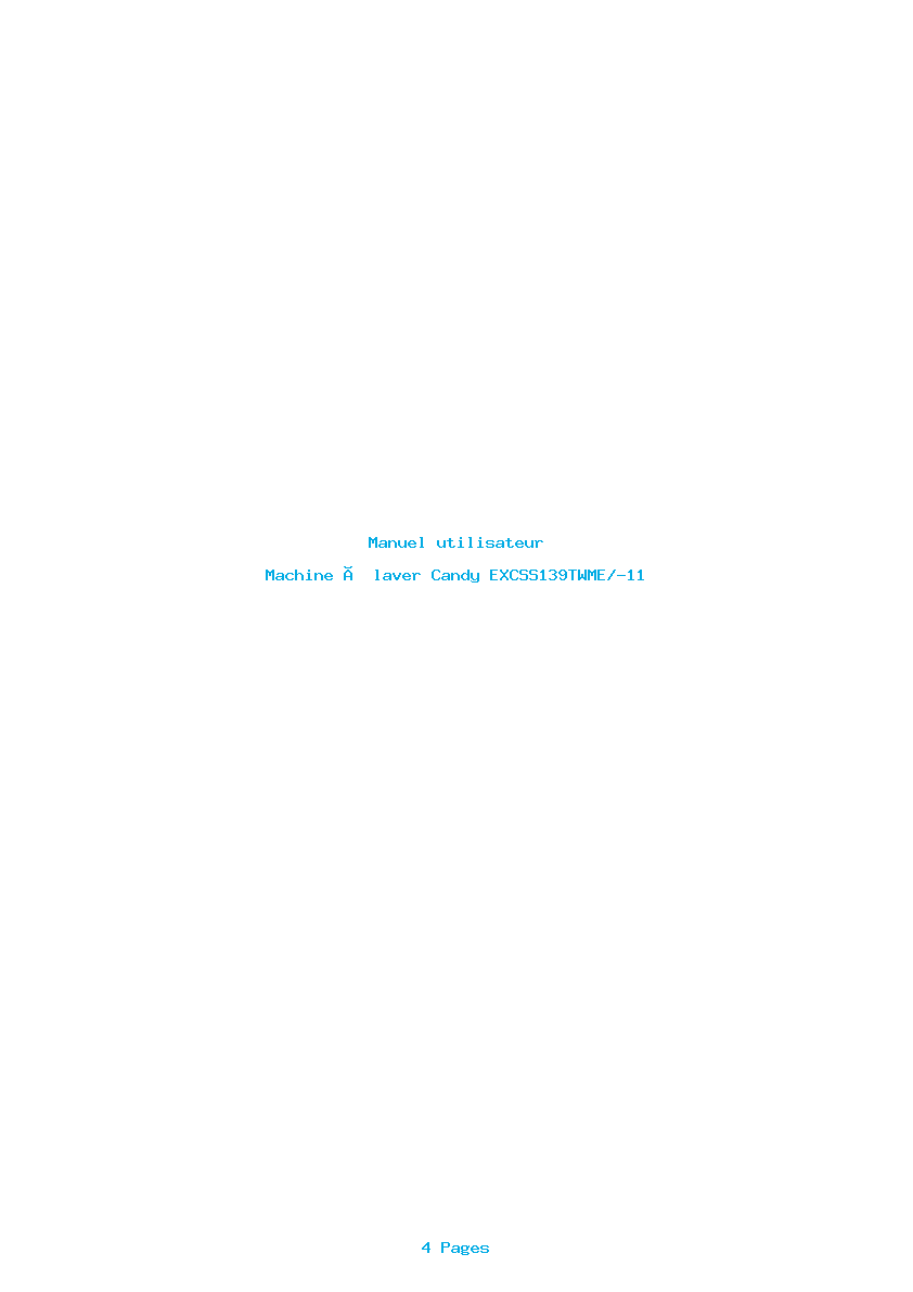 Page 1 de la notice Manuel utilisateur Candy EXCSS139TWME/-11