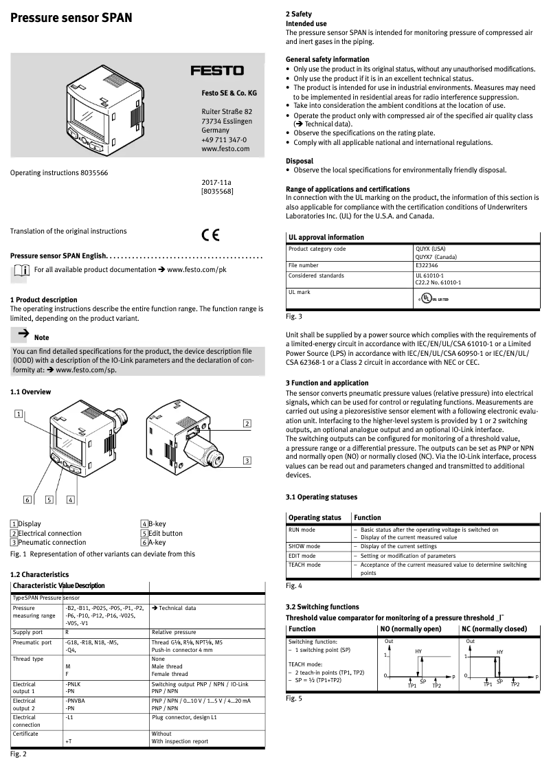 Page 1 de la notice Manuel utilisateur Festo SPAN