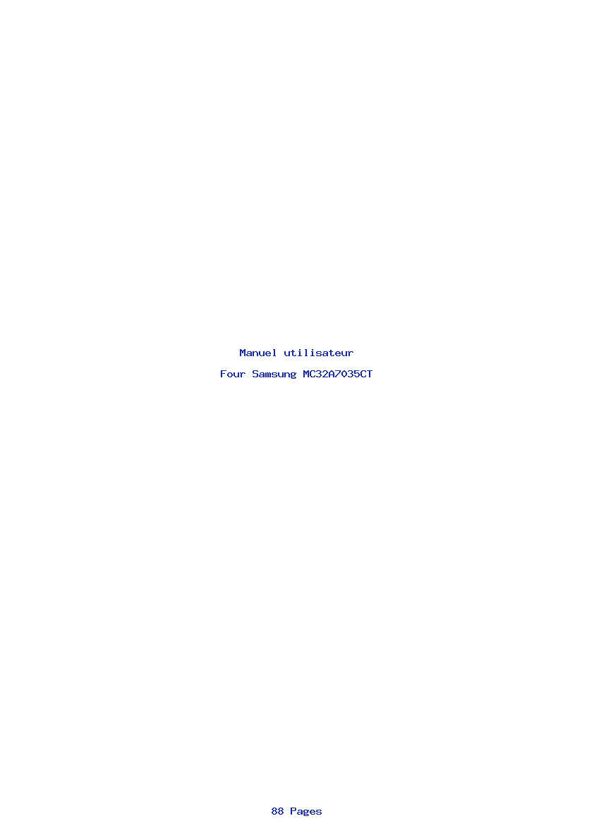 Page 1 de la notice Manuel utilisateur Samsung MC32A7035CT