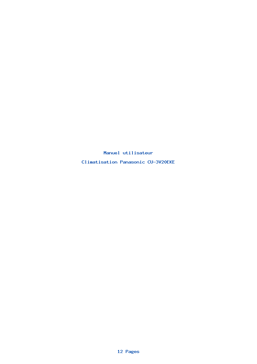 Page 1 de la notice Manuel utilisateur Panasonic CU-3V20EKE