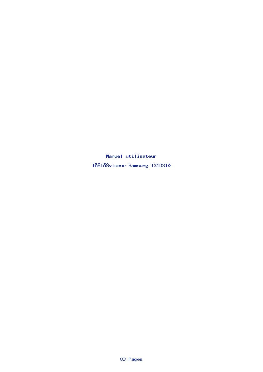 Page 1 de la notice Manuel utilisateur Samsung T31D310