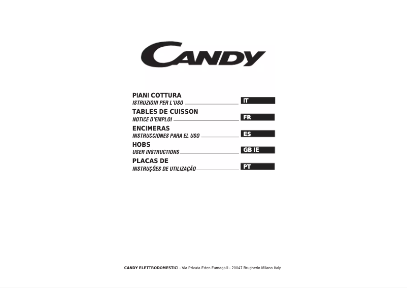 Page 1 of the manual User Manual Candy PG2D 640/1 SX
