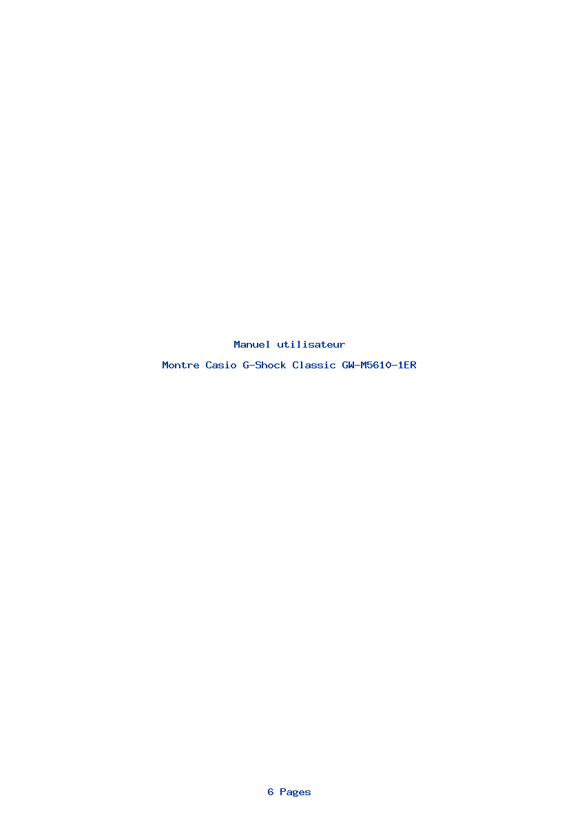 Page 1 de la notice Manuel utilisateur Casio G-Shock Classic GW-M5610-1ER