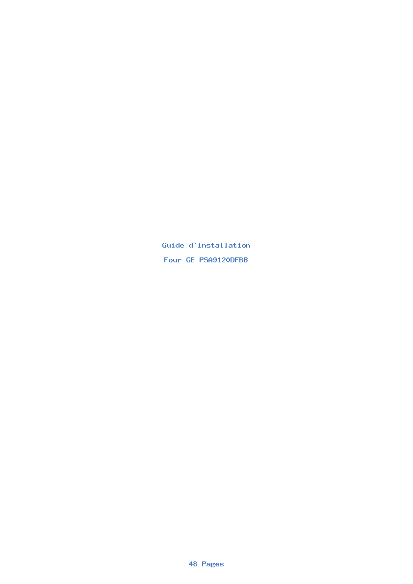 Page 1 de la notice Guide d'installation GE PSA9120DFBB