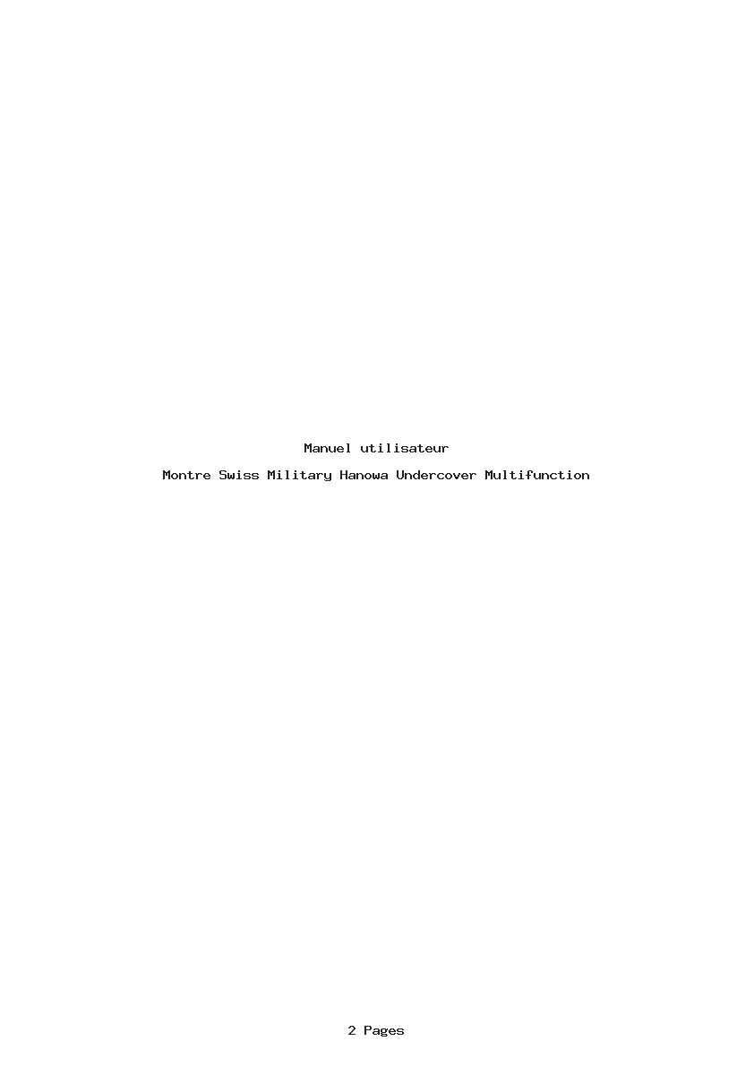 Page 1 de la notice Manuel utilisateur Swiss Military Hanowa Undercover Multifunction