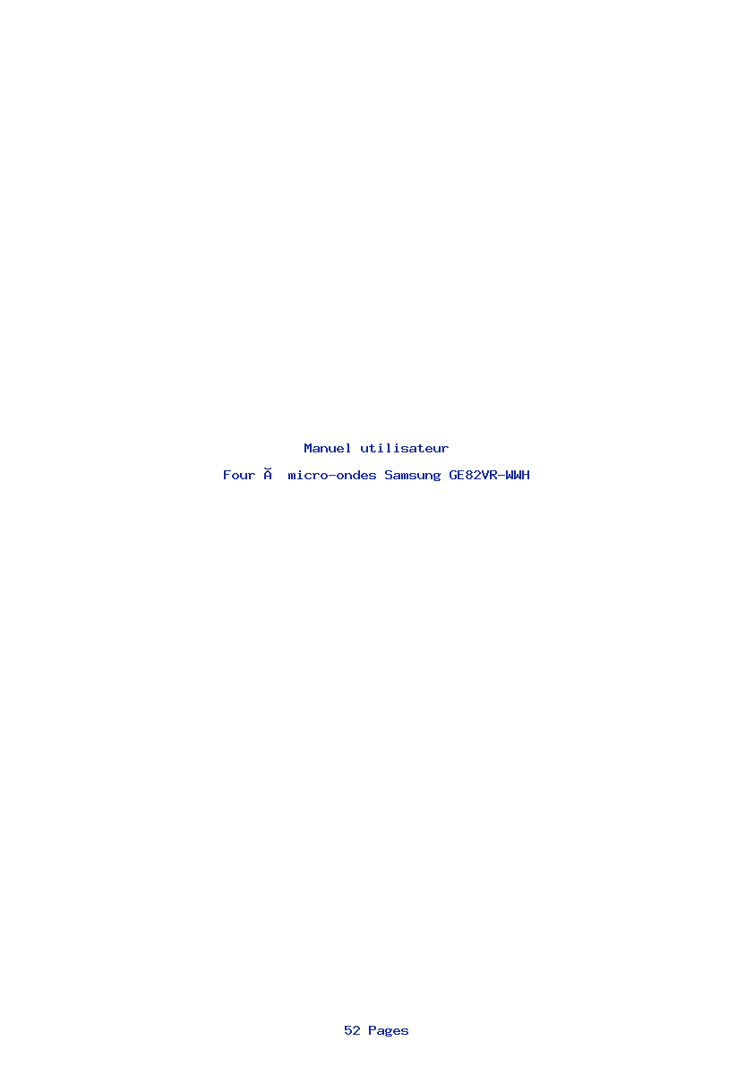Page 1 de la notice Manuel utilisateur Samsung GE82VR-WWH