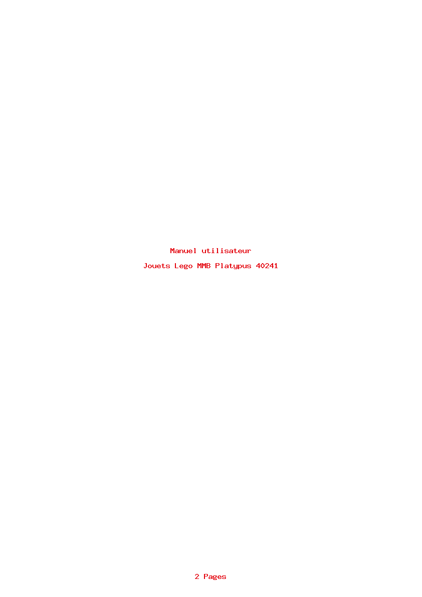 Page 1 de la notice Manuel utilisateur Lego MMB Platypus 40241