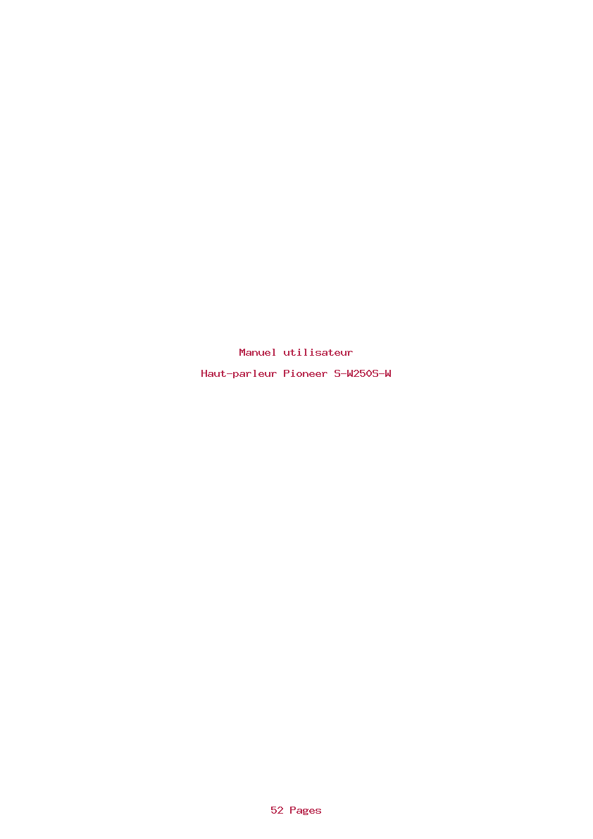 Page 1 de la notice Manuel utilisateur Pioneer S-W250S-W