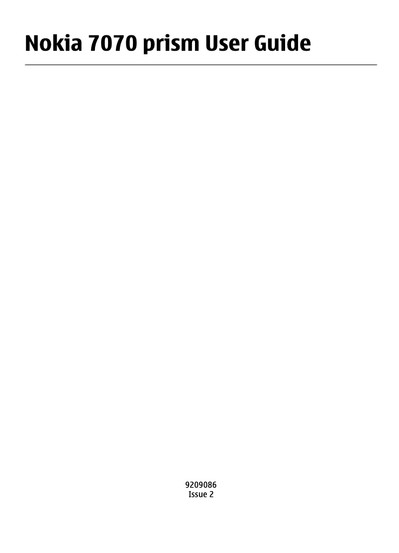 Page 1 de la notice Manuel utilisateur Nokia 7070 Prism