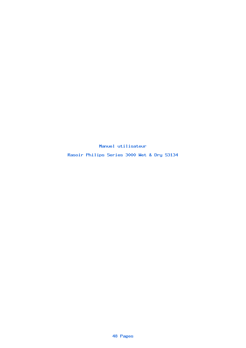 Page 1 de la notice Manuel utilisateur Philips Series 3000 Wet & Dry S3134