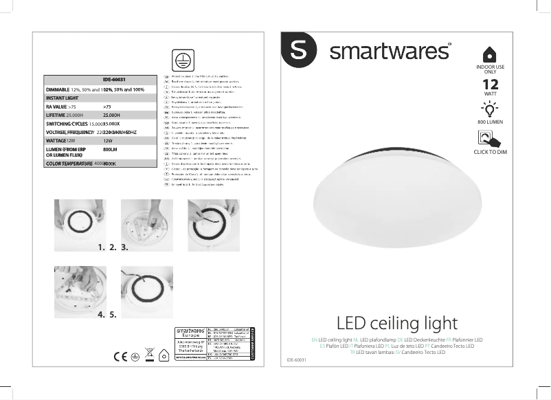 Página 1 del manual Manual de usuario Smartwares IDE-60031