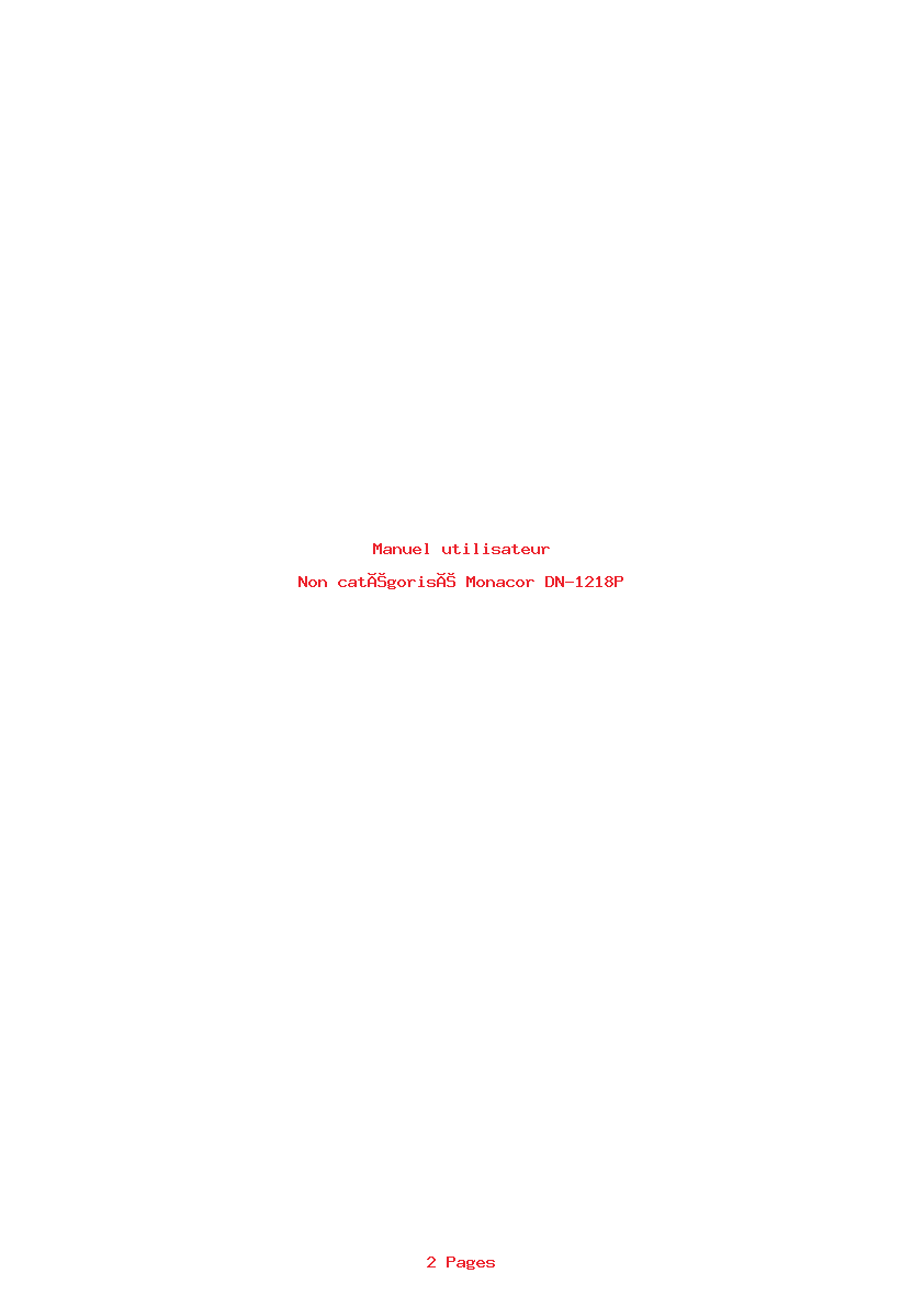 Page 1 de la notice Manuel utilisateur Monacor DN-1218P
