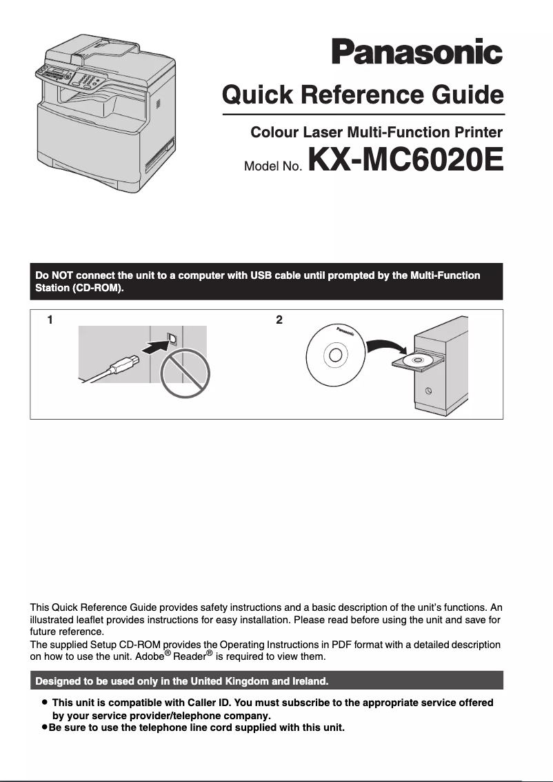 Página 1 del manual Guía de inicio rápido Panasonic KX-MC6020
