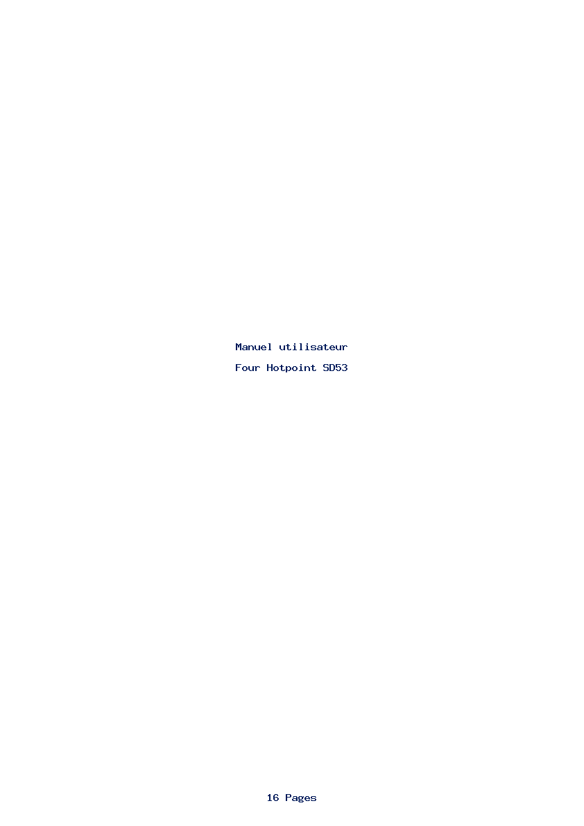 Page 1 de la notice Manuel utilisateur Hotpoint SD53