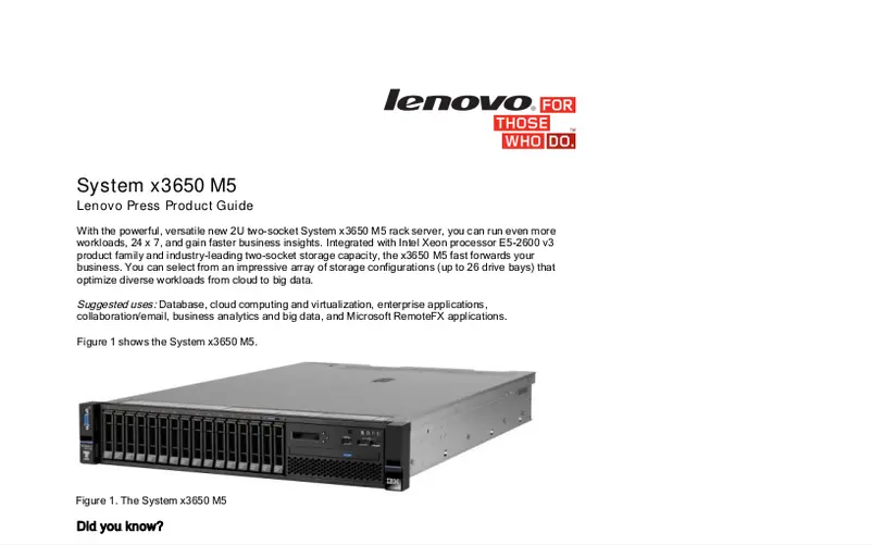 Page 1 de la notice Manuel utilisateur Lenovo System x x3650 M5