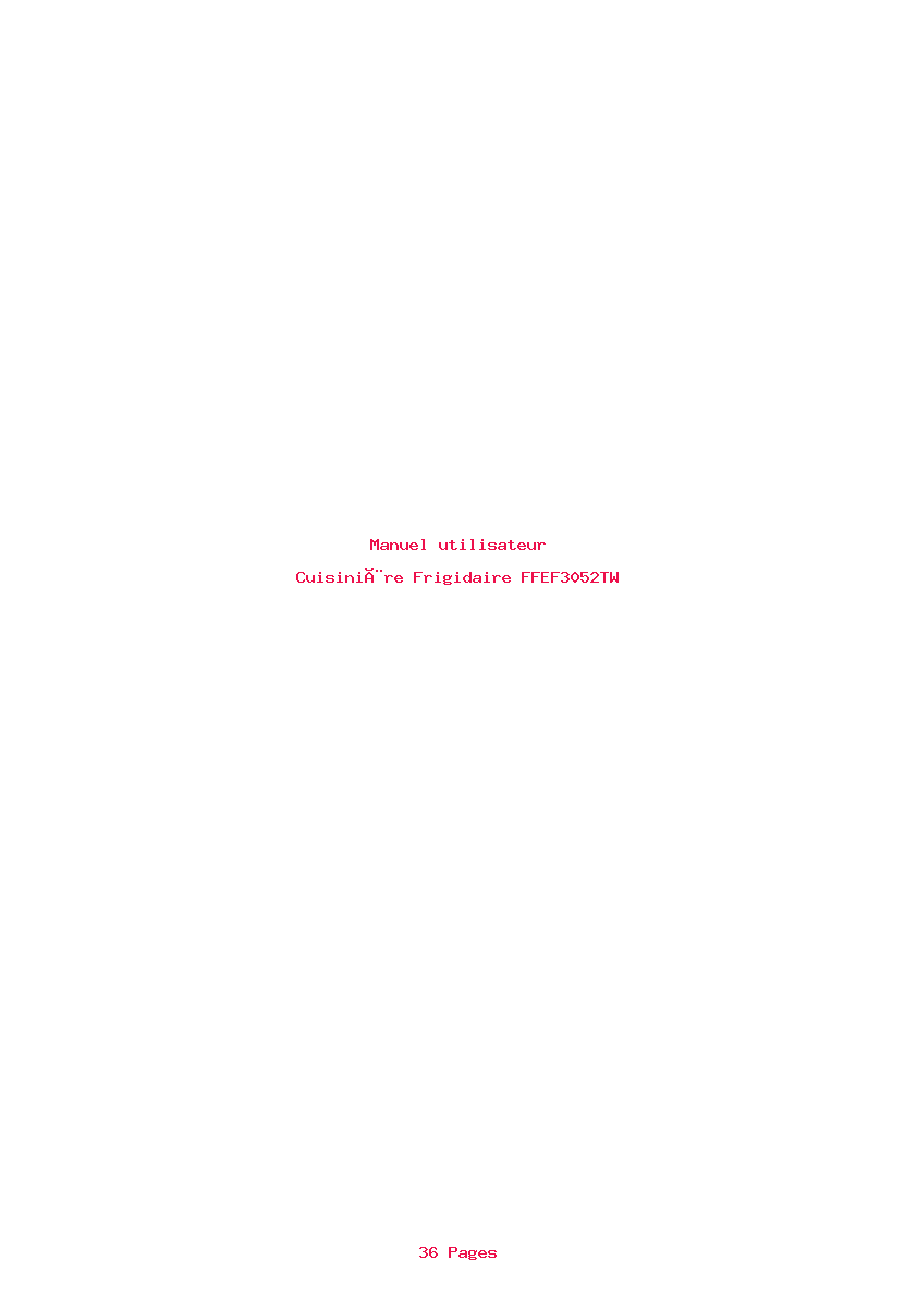 Page 1 de la notice Manuel utilisateur Frigidaire FFEF3052TW