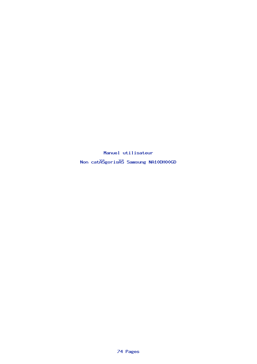 Page 1 de la notice Manuel utilisateur Samsung NA10DH00GD