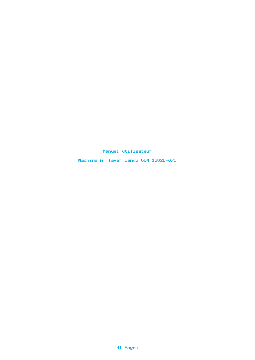 Page 1 de la notice Manuel utilisateur Candy GO4 1262D-07S