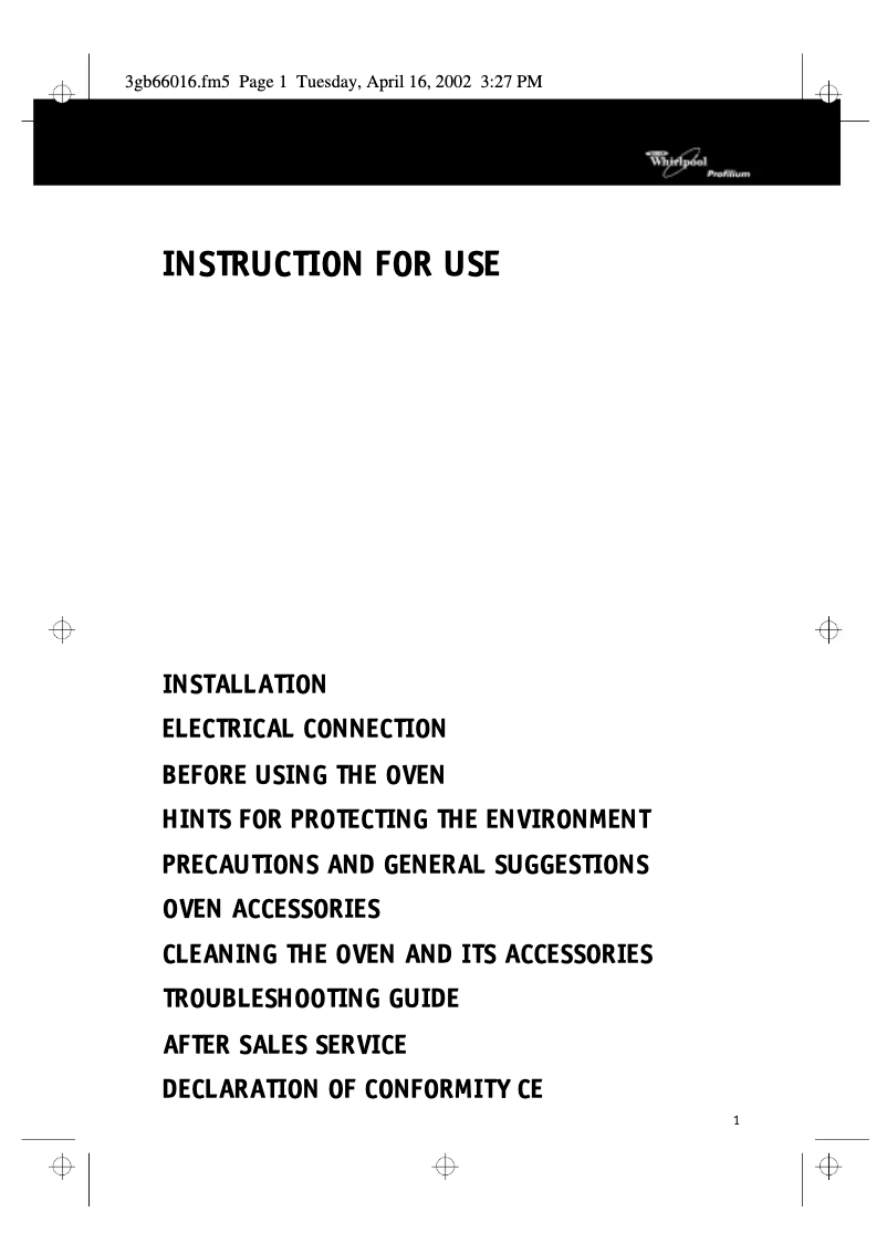 Página 1 del manual Manual de usuario Whirlpool AKZ 378 WH