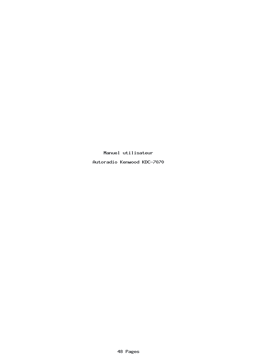 Page 1 de la notice Manuel utilisateur Kenwood KDC-7070
