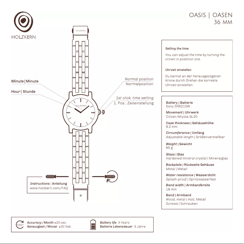 Page 1 de la notice Manuel utilisateur Holzkern Moon Lake