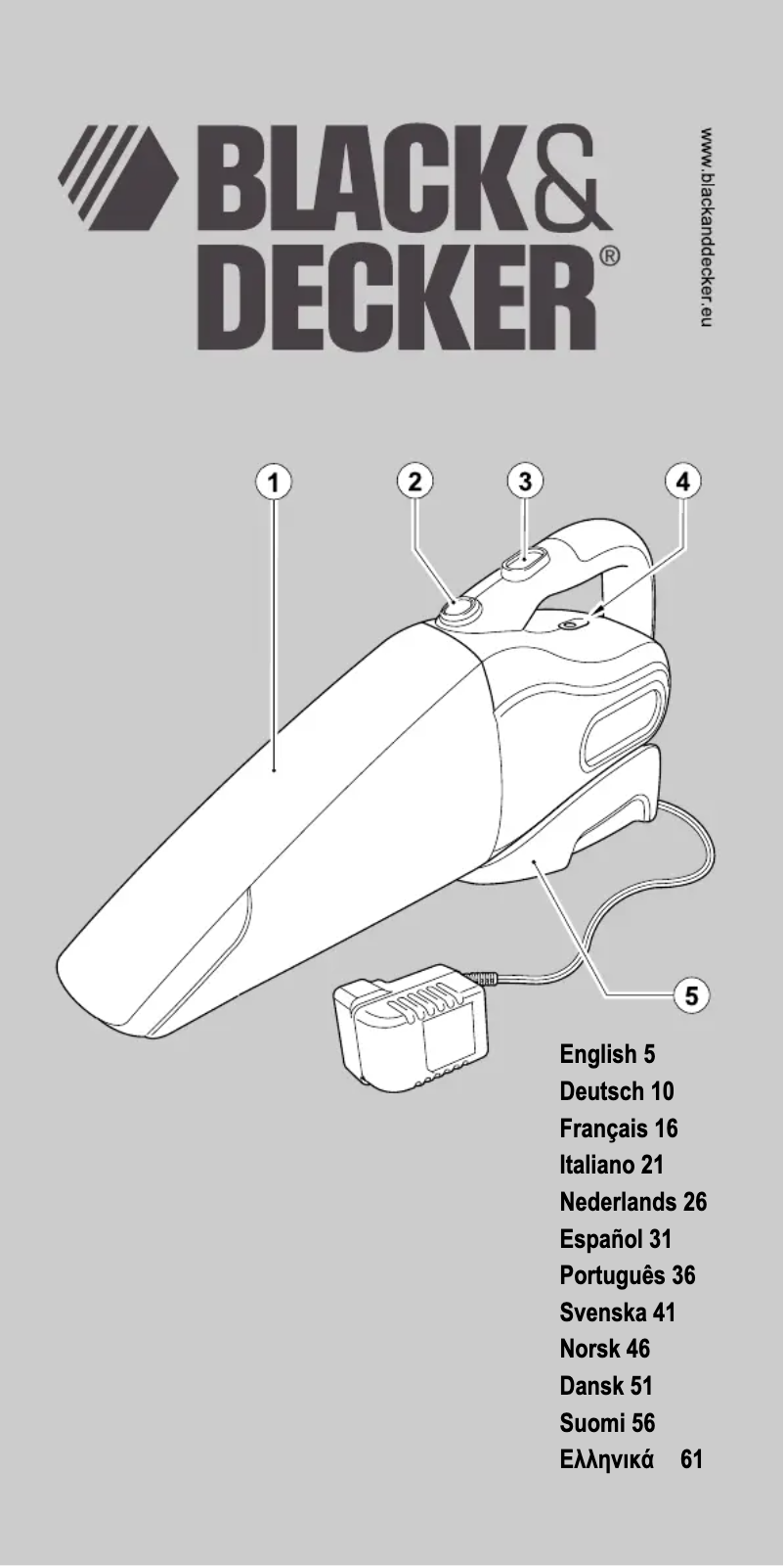 Page n°1 - Manuel utilisateur Black & Decker Dustbuster WD6015N