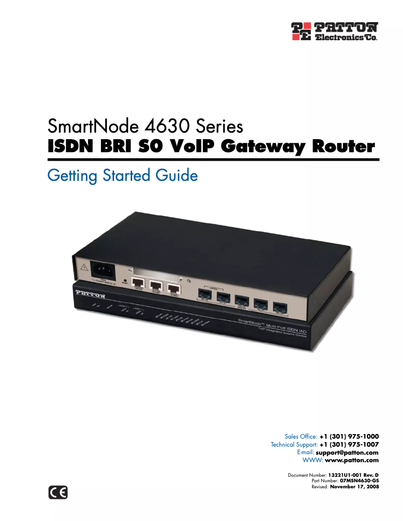 Page 1 de la notice Manuel utilisateur Patton SmartNode 4634