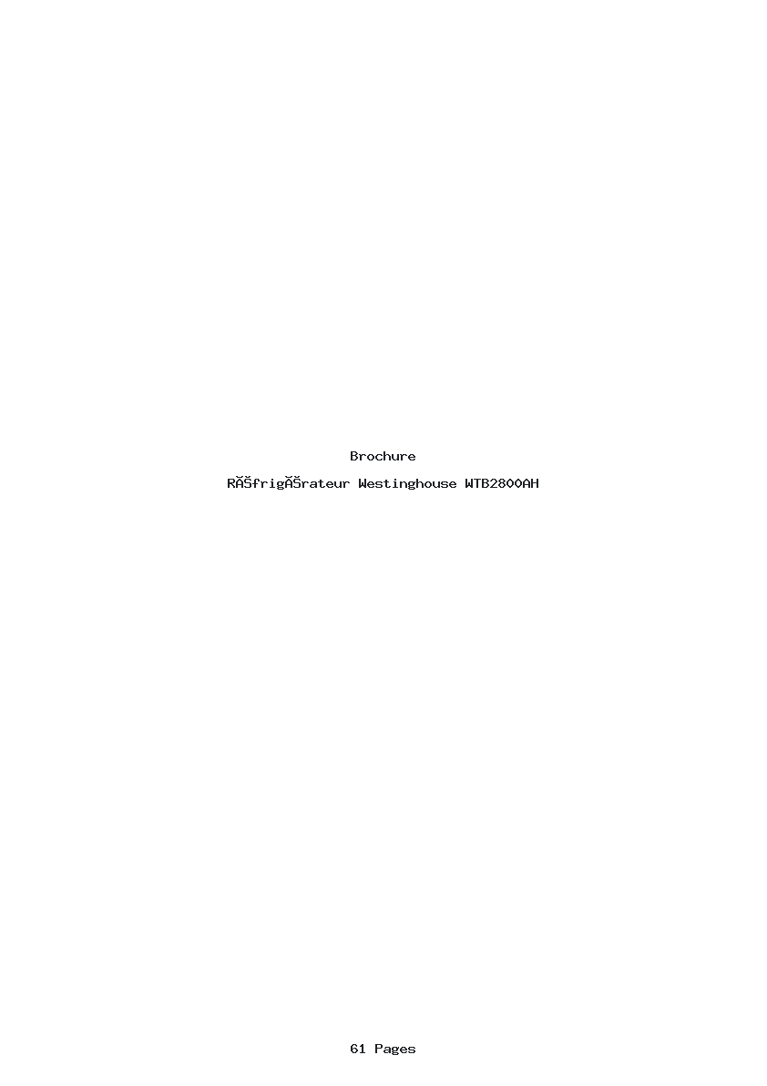 Page 1 de la notice Brochure Westinghouse WTB2800AH