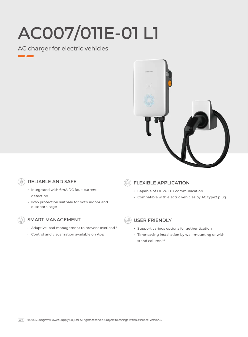 Página 1 del manual Ficha técnica Sungrow AC007E-01