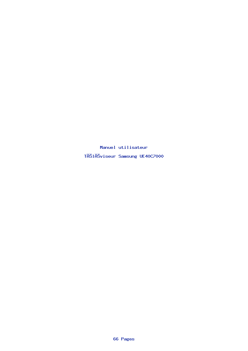 Page 1 de la notice Manuel utilisateur Samsung UE40C7000
