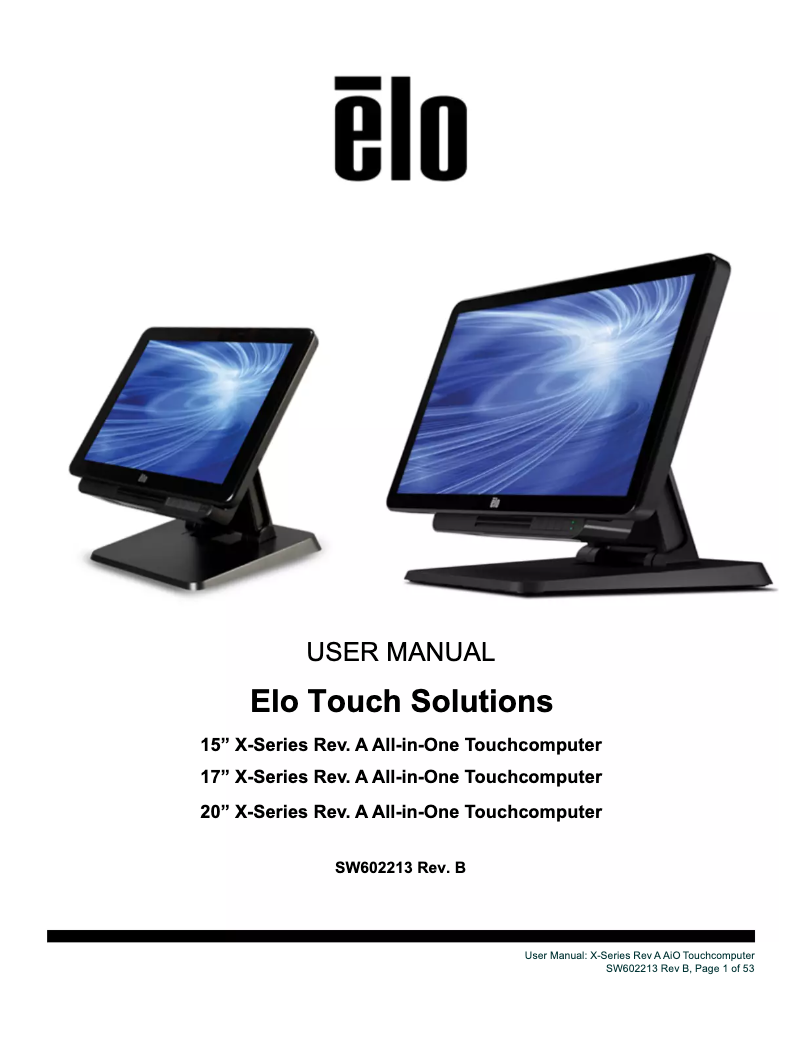 Page 1 of the manual User Manual Elo E004743