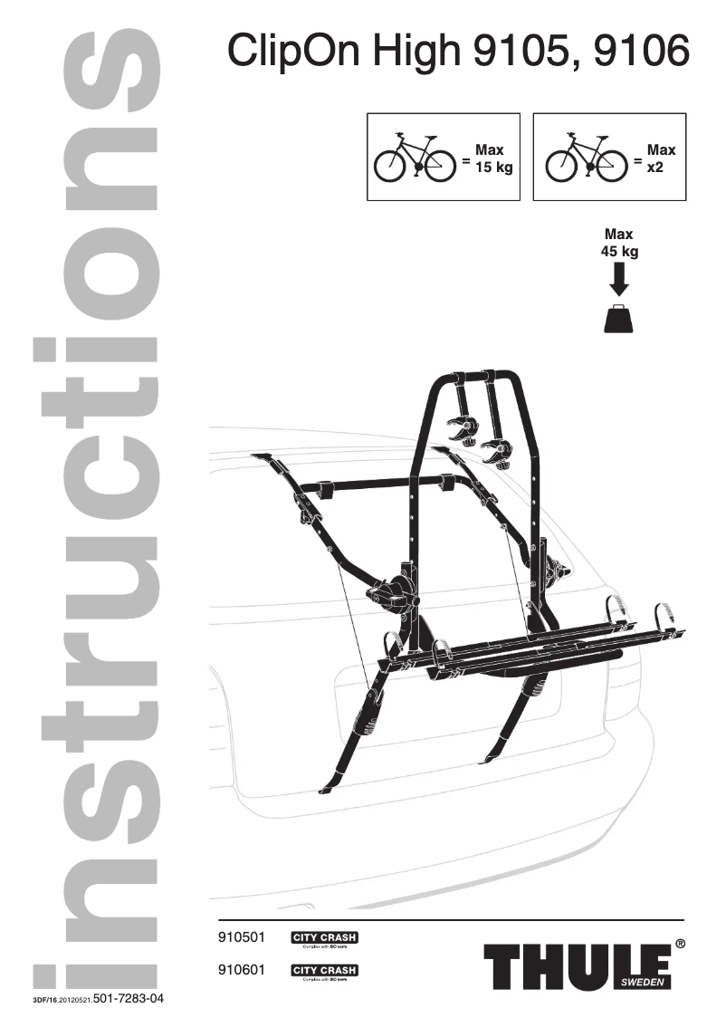 Page 1 de la notice Manuel utilisateur Thule ClipOn High 9105