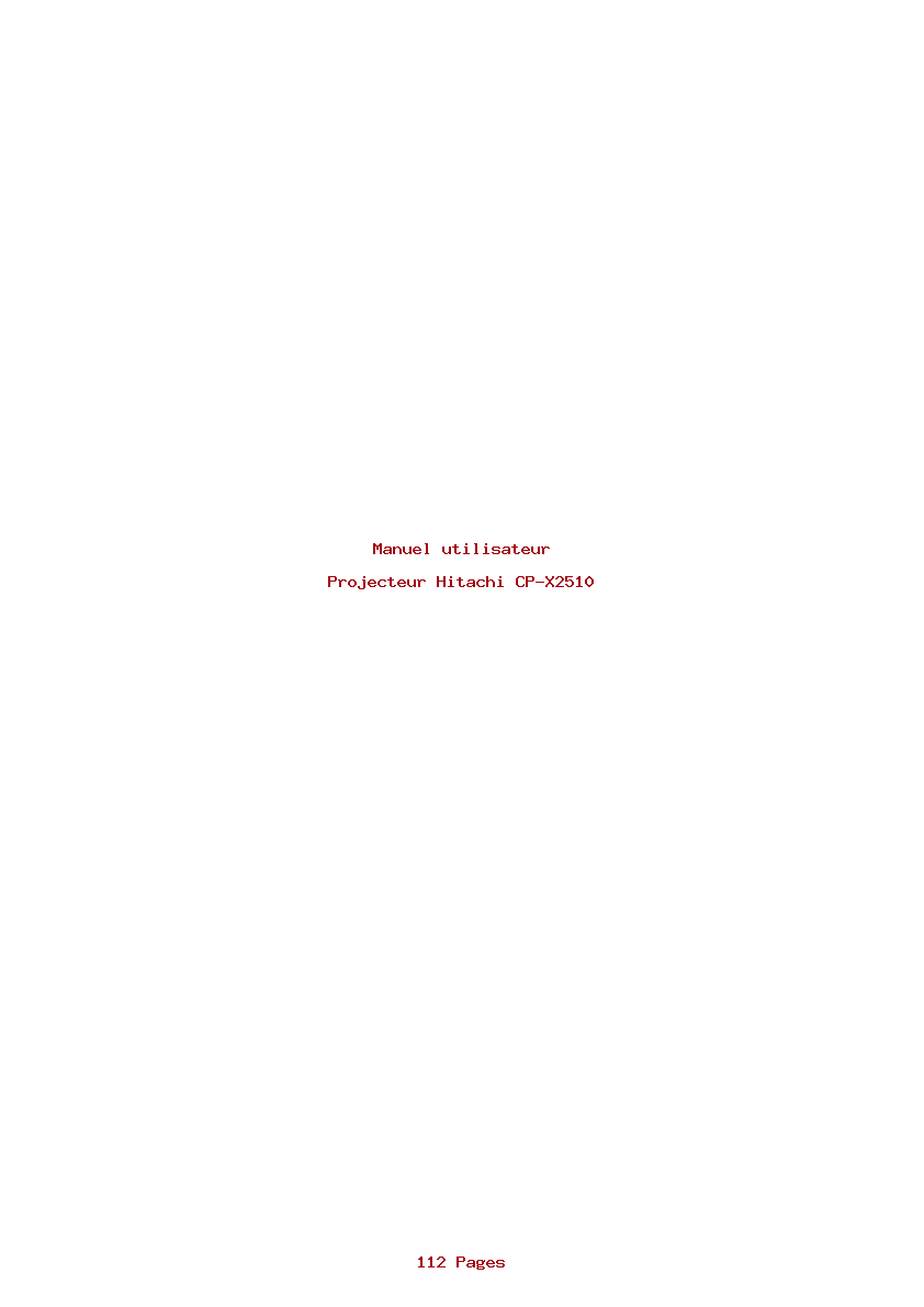 Page 1 de la notice Manuel utilisateur Hitachi CP-X2510