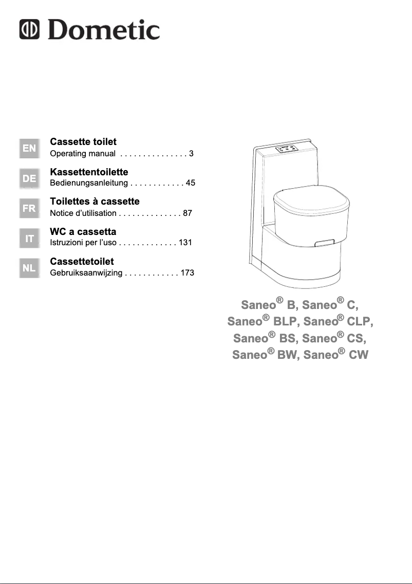 Page 1 de la notice Manuel utilisateur Dometic Saneo B